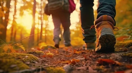 Foto op Plexiglas Hikers walking in the forest © Thanos