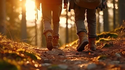 Foto op Plexiglas Hikers walking in the forest © Thanos