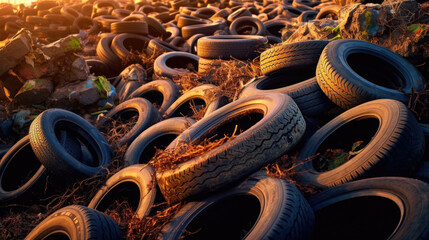 Obraz premium Tire cemetery, tire dump