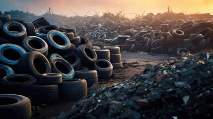 Obraz premium Tire cemetery, tire dump