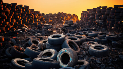 Obraz premium Tire cemetery, tire dump