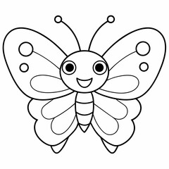 butterfly black and white vector illustration for coloring book	
