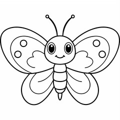 butterfly black and white vector illustration for coloring book	