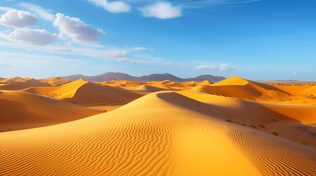 Morocco. Sand dunes of Sahara desert, generative ai