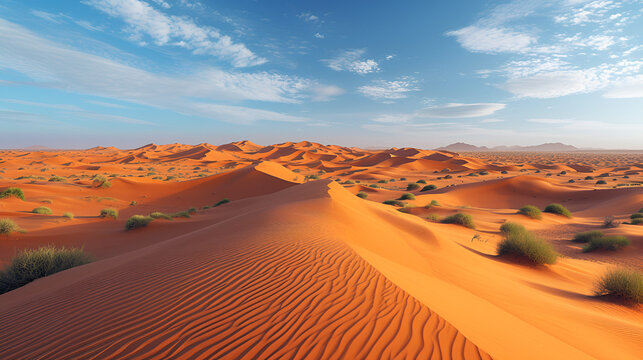 Morocco. Sand dunes of Sahara desert, generative ai