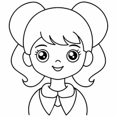 girl black and white vector illustration for coloring book	