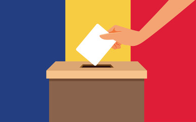 Political Elections in Romania and People Voting Vector Concept Illustration. Romanian people voting for new government in national elections 
