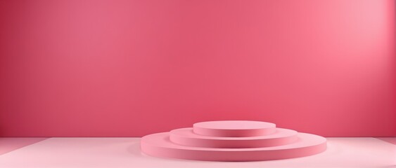Pink podium with 3D product display stand in a romantic studio setting, ideal for showcasing gifts.