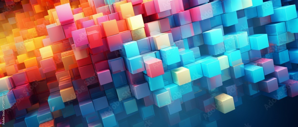 Poster vibrant abstract geometric blocks background design - dynamic 3d render for creative projects