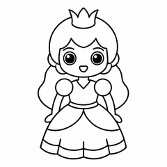 Princess black and white vector illustration for coloring book	