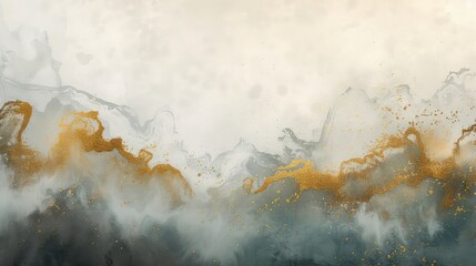 Gold and White Abstract Watercolor Painting with Intricate Background, Generative AI