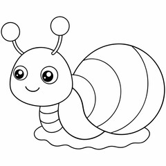 snail black and white vector illustration for coloring book	