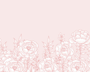 Hand Drawn Rose and Leaves Background