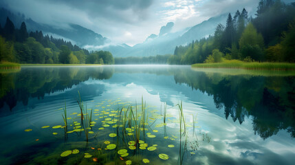 a beautiful lake panoramic background