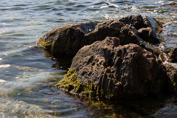 Rocks and waves in the sea