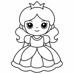 Fototapeta premium Princess black and white vector illustration for coloring book 