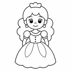 Princess black and white vector illustration for coloring book	