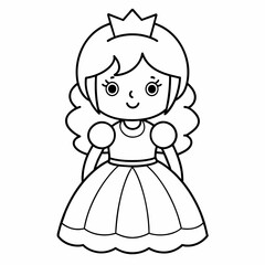 Princess black and white vector illustration for coloring book	