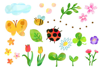 ［絵本調］春の虫と植物