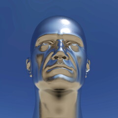 3d Illustration of a Humanoid Robot Head Artificial Intelligence AI