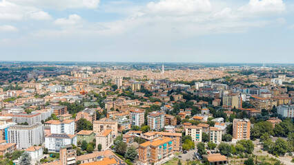Fototapeta na wymiar Modena, Italy. General panorama of the city. Historical Center. Summer, Aerial View