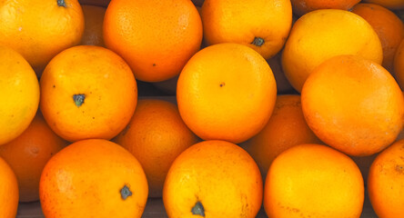 Group of fresh whole oranges citrus fruit