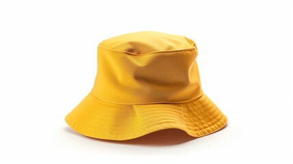 yellow bucket hat isolated on white 