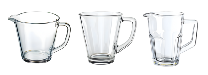 glass measuring cup set isolated on transparent background