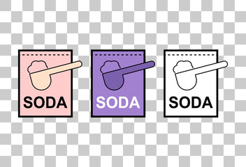 Set of Baking soda ingredient icon, cook design symbol, bakery product vector illustration