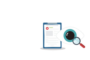 Eyesight medical consultation. Optometry.  Eye protection. Ophthalmology vector illustration. 