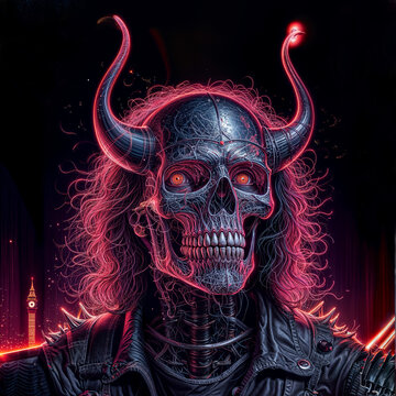  stylized skull, symbol of immortality, heavy metal, biker. Poster, man cave decorating, music album cover, print for clothes, flag, desktop screensaver...