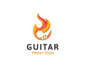 key fire guitar logo icon symbol design template illustration inspiration