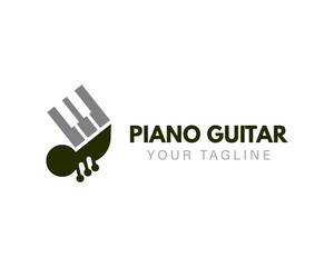 simple piano guitar logo icon symbol design template illustration inspiration