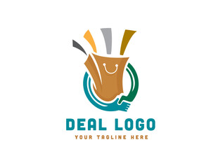 deal shopping paper bag logo icon symbol design template illustration inspiration