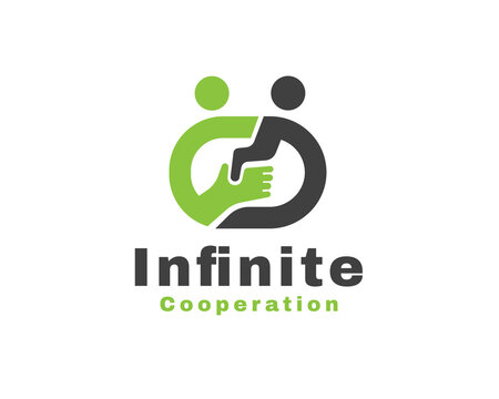two people handshake infinity collaboration logo icon symbol design template illustration inspiration