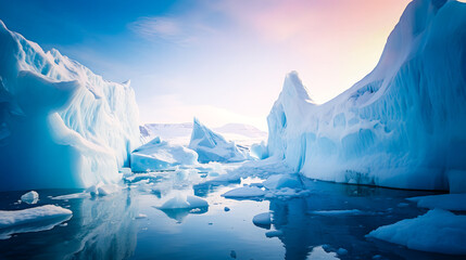 Banquise, iceberg et glace fondant en antarctique