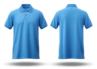 bright blue polo shirt front and back view, generative ai