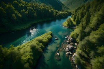 lake in the mountains top view
