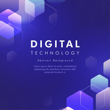 Digital technology abstract square banner background