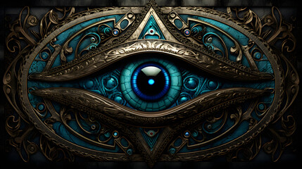 Mystic Relic: Azurite Blue Gem fashioned into traditional Evil Eye Talisman Symbolism