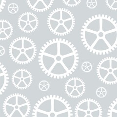 Cogwheel. Gear Seamless pattern isolated on gray background
