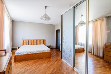 standard room interior apartment. view kind of decor home decoration in hostel house for sale, bedroom with bed, a cozy place to sleep and relax