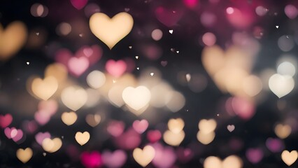 Romantic Bokeh Hearts Glowing in a Dimly Lit Ambiance for Valentines Celebration