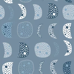 Foto op Plexiglas Seamless childish pattern with hand drawn moon phases. Creative kids texture blue for fabric, wrapping, textile, wallpaper, apparel. Vector illustration © solodkayamari