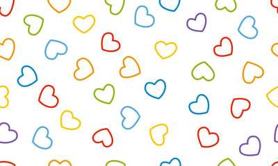 Seamless pattern with colorful hearts. Valentines day vector pattern. Seamless heart pattern. Seamless vector background with hearts. Cute seamless pattern. Endless romantic print