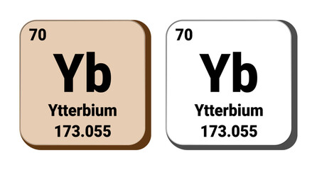 Yb, Ytterbium element vector icon, periodic table element. Vector illustration EPS 10 File. Isolated on white background.