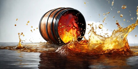 oil is poured out of the barrel. Generative AI - obrazy, fototapety, plakaty