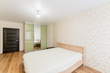 standard room interior apartment. view kind of decor home decoration in hostel house for sale, bedroom with bed, a cozy place to sleep and relax