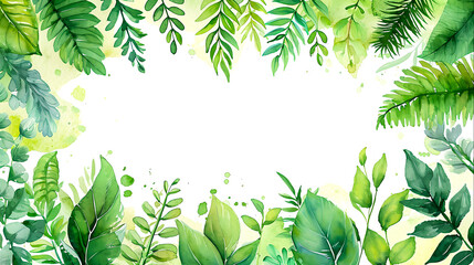 Sequoia Leaves Watercolor Forest Foliage Vibrant Art – Nature’s Beauty in Lush Botanical Illustration, Generative Ai