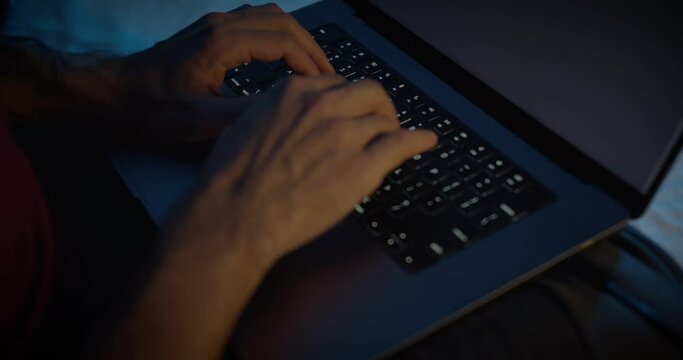 Typing on a laptop keyboard